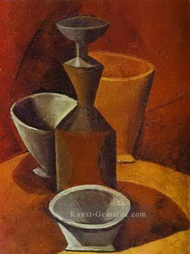 Karaffe et gobelets 1908 Kubismus Ölgemälde